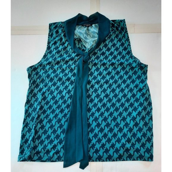 George womens blue green geo jersey knit blouse sleeveless lightweight size XXL